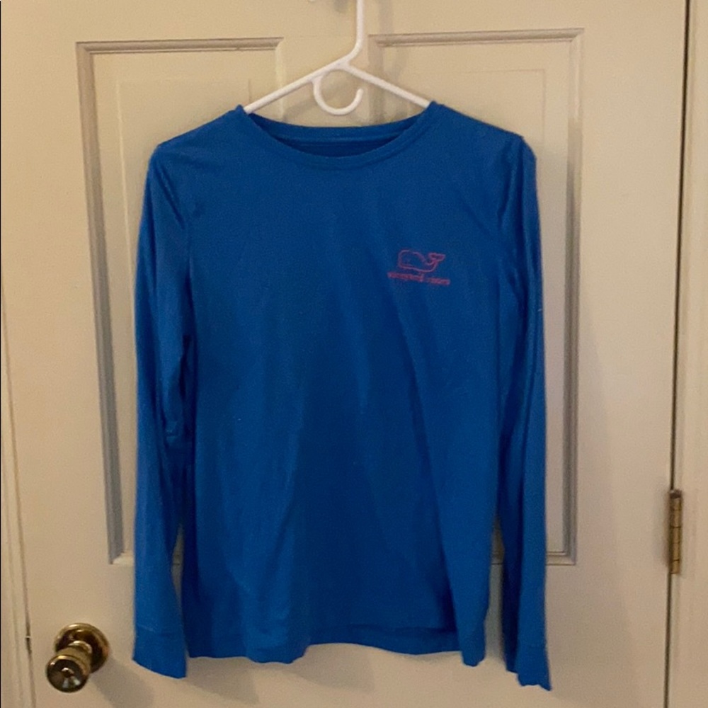 Blue and pink performance vineyard vine shirt